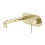 Zen Ss316l Wall Basin/Bath Mixer 185mm Spout Brushed Gold