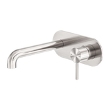 Zen Ss316l Wall Basin/Bath Mixer 185mm Spout Brushed Nickel