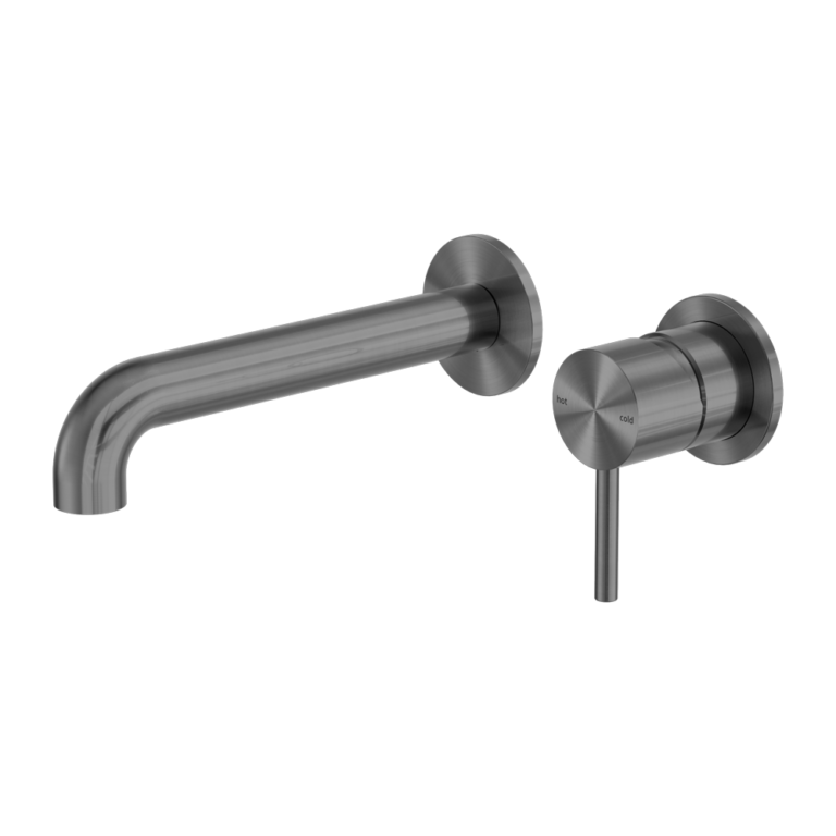 Zen Ss316l Wall Basin/Bath Mixer Separate Back Plate 185mm Spout Graphite