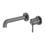 Zen Ss316l Wall Basin/Bath Mixer Separate Back Plate 185mm Spout Graphite