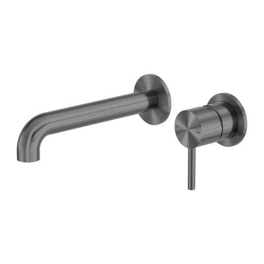 Zen Ss316l Wall Basin/Bath Mixer Separate Back Plate 185mm Spout Graphite