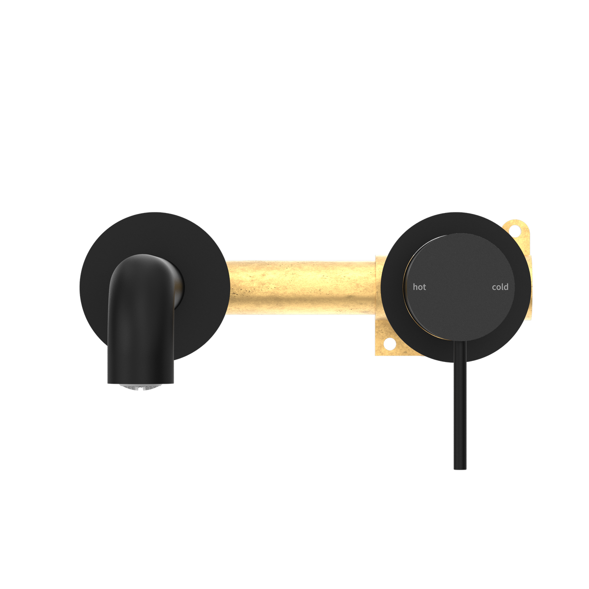 Mecca Wall Basin Mixer Separate Back Plate 185mm Spout Matte Black