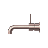 Mecca Wall Basin Mixer Separate Back Plate Handle Up 185mm Spout Brushed Bronze
