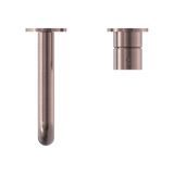 Mecca Wall Basin Mixer Separate Back Plate Handle Up 185mm Spout Brushed Bronze