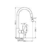 Mecca Pull Out Sink Mixer With Vegie Spray Function Brushed Nickel