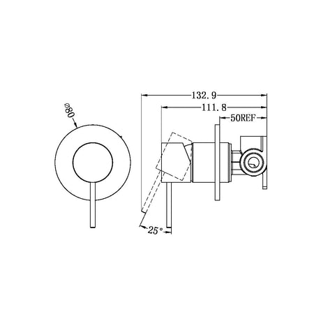 MECCA SHOWER MIXER 80MM PLATE GUN METAL