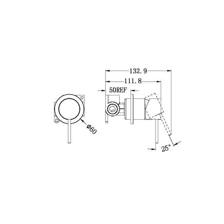 MECCA SHOWER MIXER 60MM PLATE GUN METAL