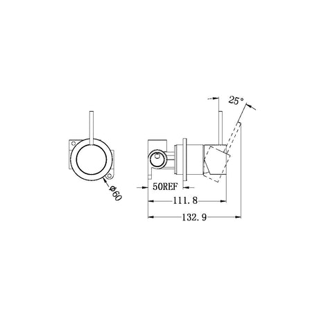 MECCA SHOWER MIXER 60MM HANDLE UP PLATE CHROME