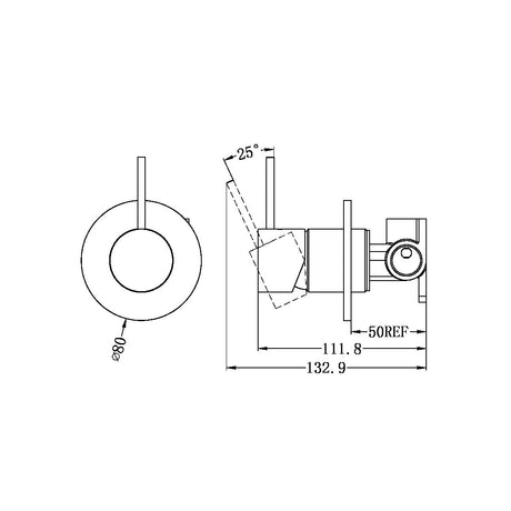 MECCA SHOWER MIXER HANDLE UP 80MM PLATE CHROME