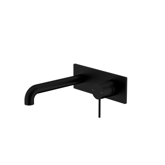 Mecca Wall Basin/Bath Mixer 185mm Matte Black