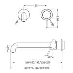 Mecca Wall Basin/Bath Mixer Separate Back Plate 185mm Trim Kits Only Brushed Gold