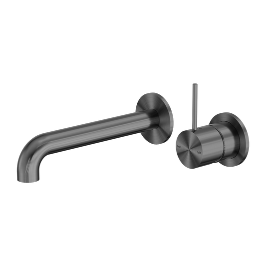 Mecca Wall Basin/Bath Mixer Separate Back Plate Handle Up 160mm Gun Metal