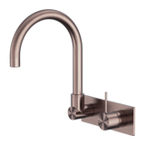 Mecca Wall Basin/Bath Mixer Swivel Spout Handle Up Brushed Bronze