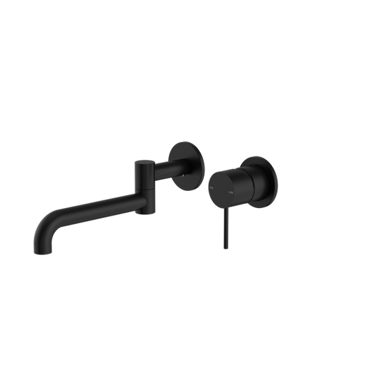 Mecca Wall Basin/Bath Mixer Swivel Spout 225mm Matte Black