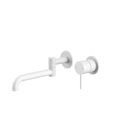 Mecca Wall Basin/Bath Mixer Swivel Spout 225mm Matte White