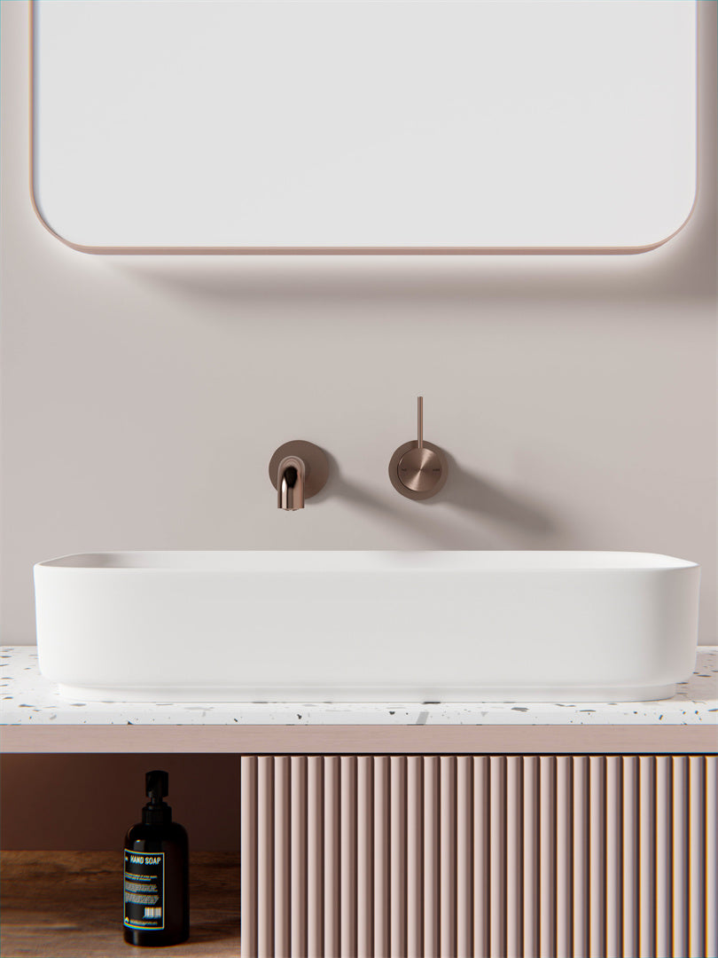 Mecca Wall Basin/Bath Mixer Separate Back Plate Handle Up 120mm Brushed Bronze