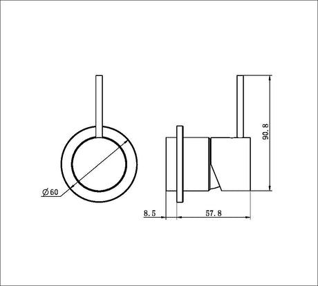 MECCA SHOWER MIXER 60MM HANDLE UP PLATE TRIM KITS ONLY BRUSHED GOLD
