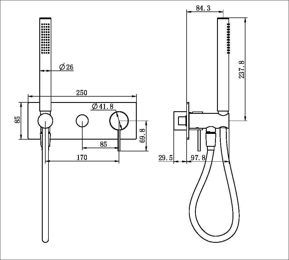 MECCA SHOWER MIXER DIVERTOR SYSTEM TRIM KITS ONLY MATTE BLACK