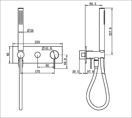 MECCA SHOWER MIXER DIVERTOR SYSTEM TRIM KITS ONLY MATTE BLACK