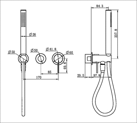MECCA SHOWER MIXER DIVERTOR SYSTEM SEPARATE BACK PLATE TRIM KITS ONLY GUN METAL