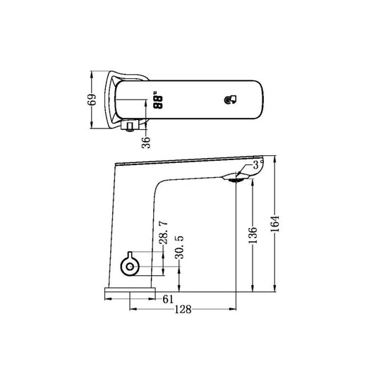 Claudia Sensor Mixer With White Top Display Matte Black