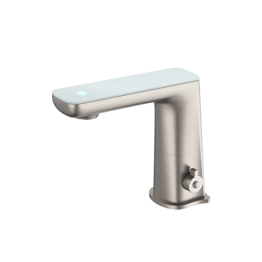Claudia Sensor Mixer With White Top Display Brushed Nickel