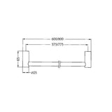 New Mecca Single Towel Rail 800mm Brushed Gold
