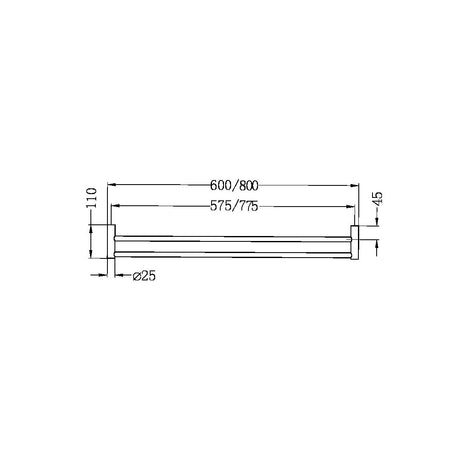 New Mecca Double Towel Rail 800mm Brushed Gold