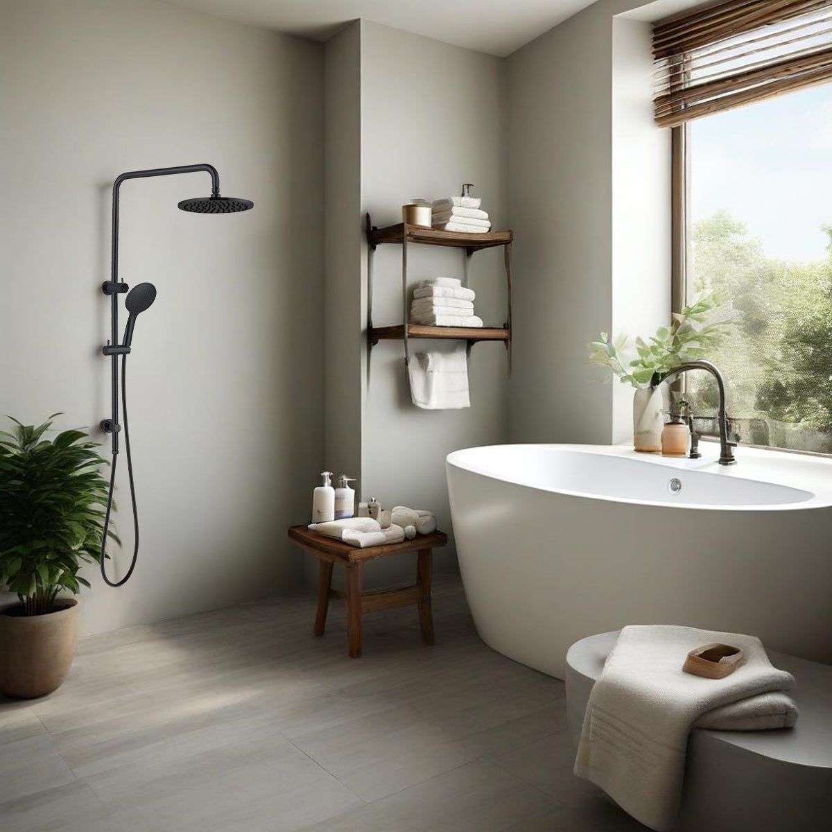 Round Twin Shower Matte Black