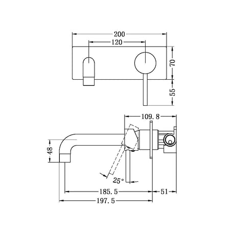 Dolce Wall Basin/Bath Mixer Gun Metal