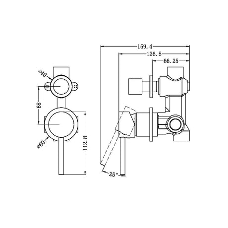 Dolce Shower Mixer With Divertor Separate Back Plate Gun Metal