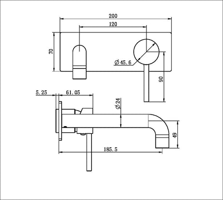 Dolce Wall Basin/Bath Mixer Trim Kits Only Brushed Nickel