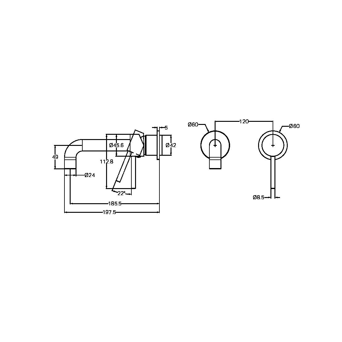 Dolce Wall Basin/Bath Mixer Separate Back Plate Trim Kits Only Brushed Nickel