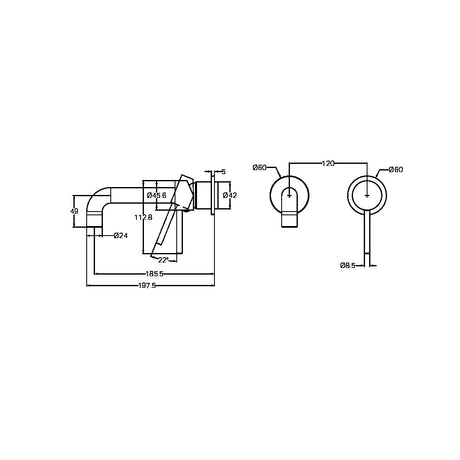 Dolce Wall Basin/Bath Mixer Separate Back Plate Trim Kits Only Brushed Nickel