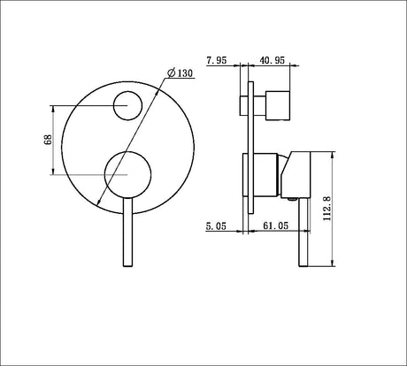 Dolce Shower Mixer With Divertor Trim Kits Only Brushed Nickel