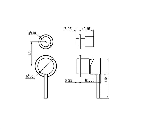 Dolce Shower Mixer With Divertor Separate Back Plate Trim Kits Only Brushed Nickel