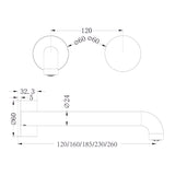 Kara Progressive Wall Basin/Bath Set 160mm Brushed Bronze