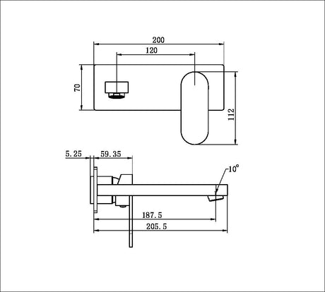 Ecco Wall Basin/Bath Mixer Trim Kits Only Brushed Nickel