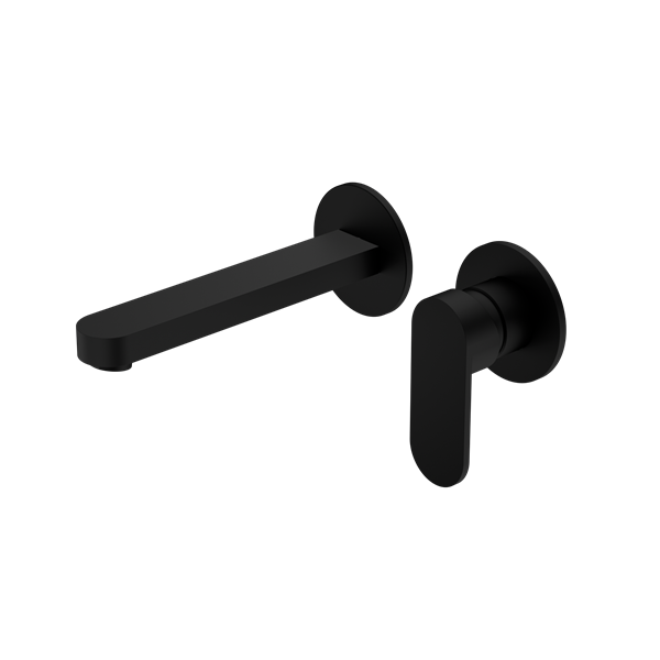 Ecco Wall Basin/Bath Mixer Separate Back Plate Matte Black