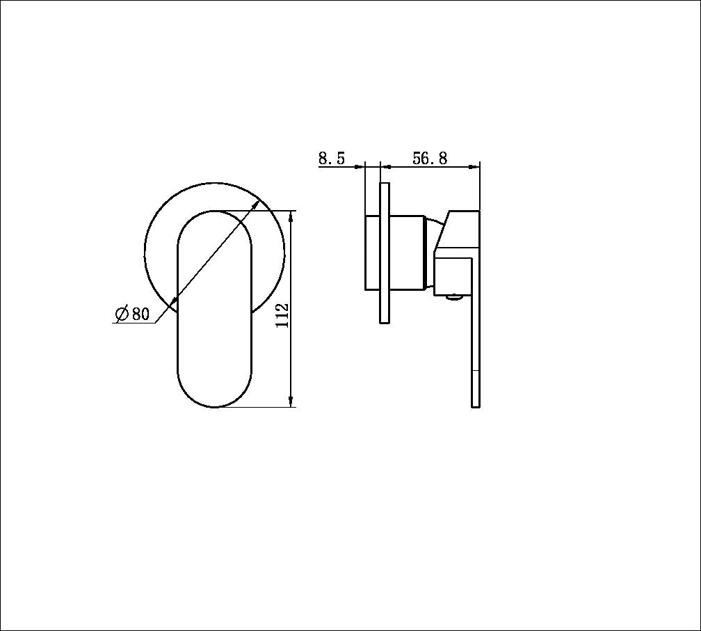 Ecco Shower Mixer 80mm Round Plate Brushed Gold