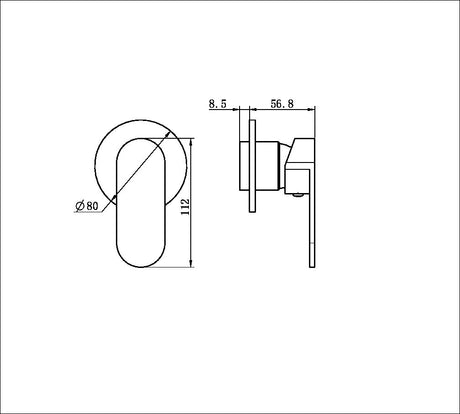 Ecco Shower Mixer 80mm Round Plate Gum Metal