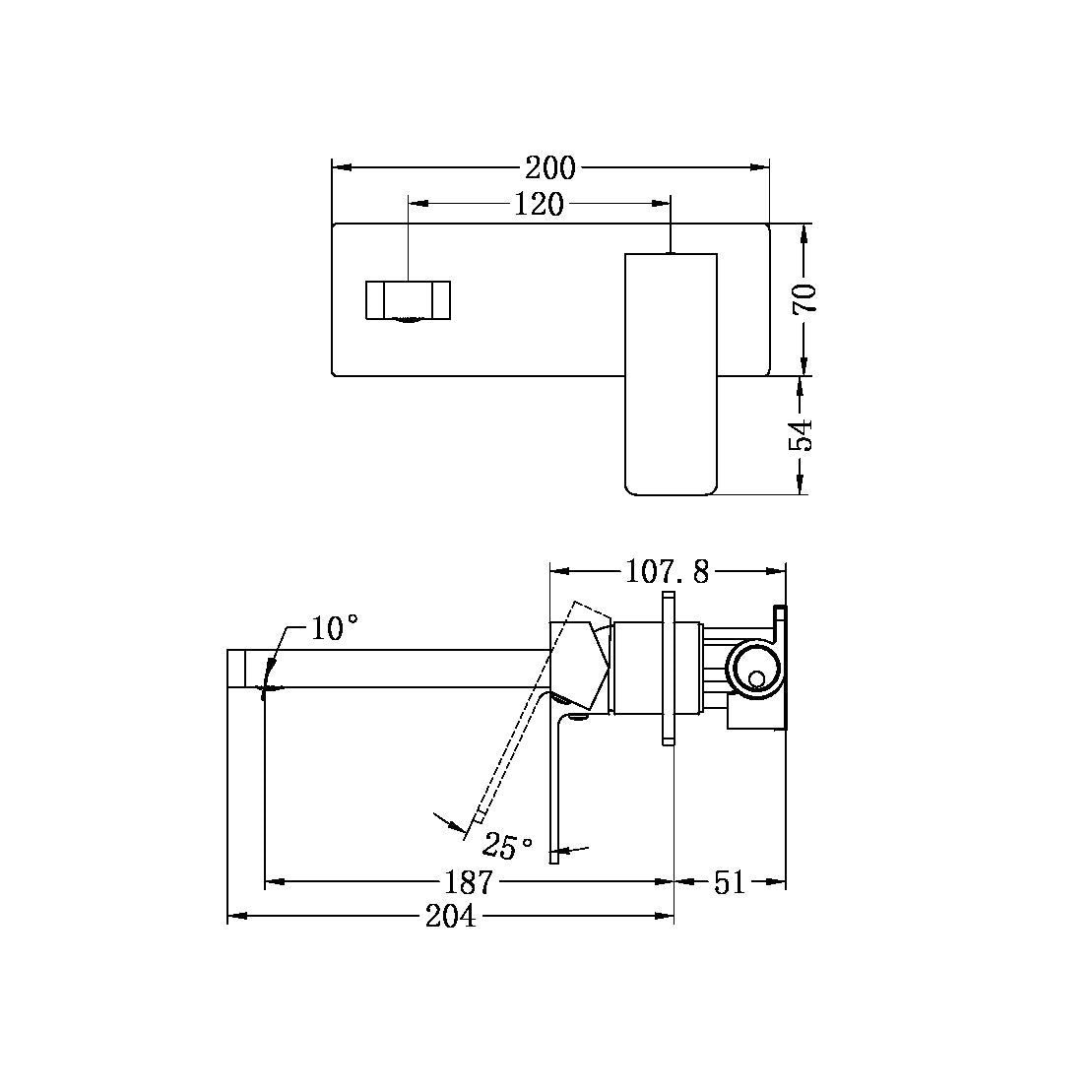 Celia Wall Basin/Bath Mixer Brushed Nickel