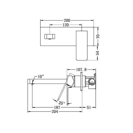 Celia Wall Basin/Bath Mixer Brushed Nickel