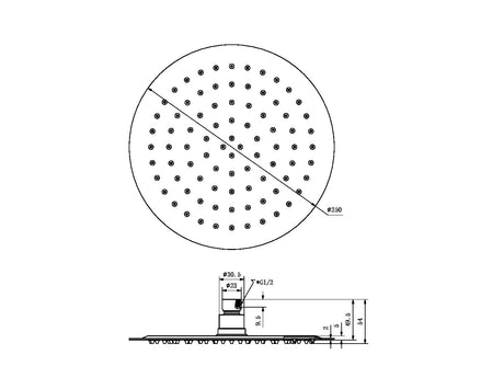 250mm Round Stainless Steel Shower Head 4 Star Rating Brushed Gold