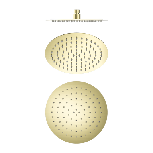 250mm Round Stainless Steel Shower Head 4 Star Rating Brushed Gold