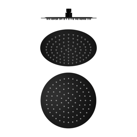 250mm Round Stainless Steel Shower Head 4 Star Rating Matte Black