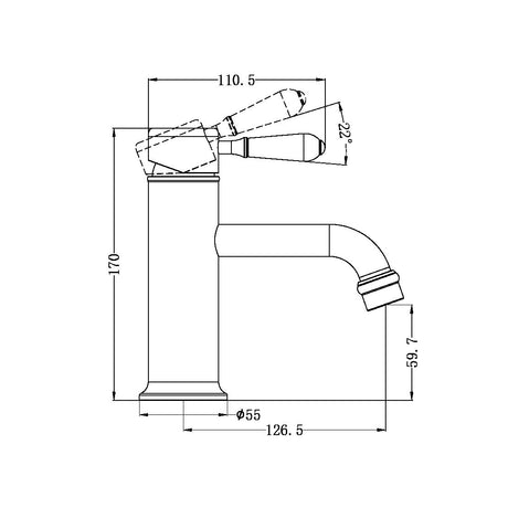York Straight Basin Mixer With Metal Lever Brushed Nickel