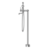 York Freestanding Bath Set With White Porcelain Hand Shower Chrome
