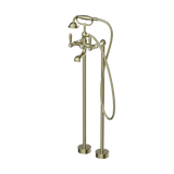 York Freestanding Bath Set With Metal Hand Shower Aged Brass