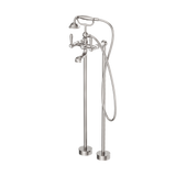 York Freestanding Bath Set With Metal Hand Shower Brushed Nickel